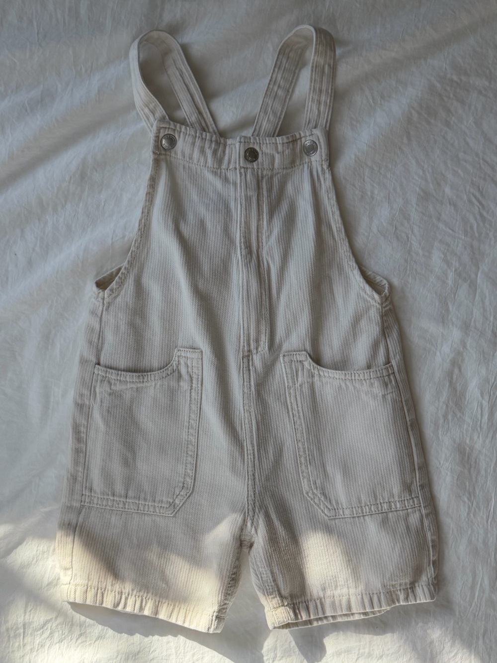 ZARA Kids 3-4Y Cream Denim Short Overalls Dungarees Utility 104